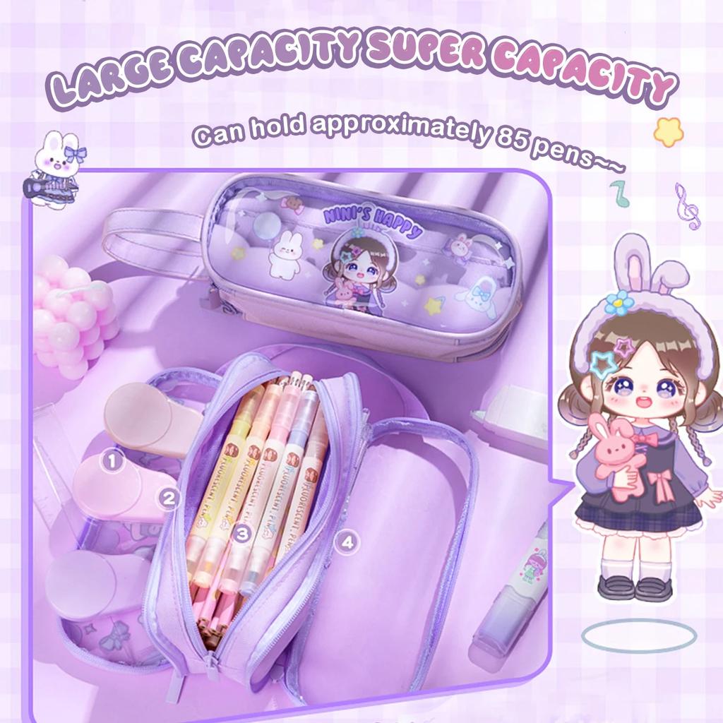 Kawaii Transparentes Tragbares Federmäppchen Multifunktional Mehrschichtig Stiftbox Aufbewahrungstasche Schul- Bürobedarf Schreibwaren