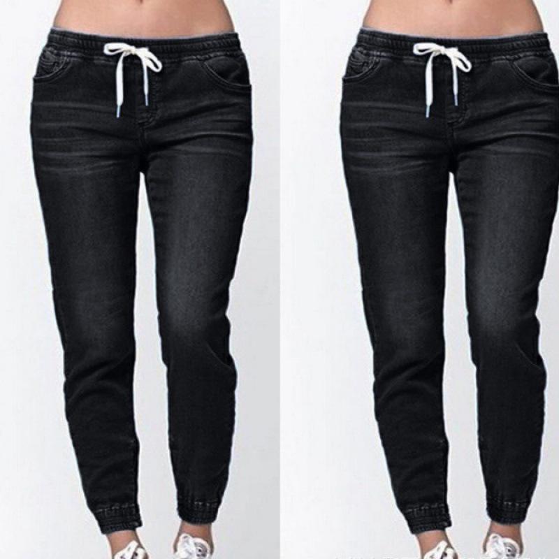 Women s Slim Elastic Hem Small-Leg Jeans - European & American Style S