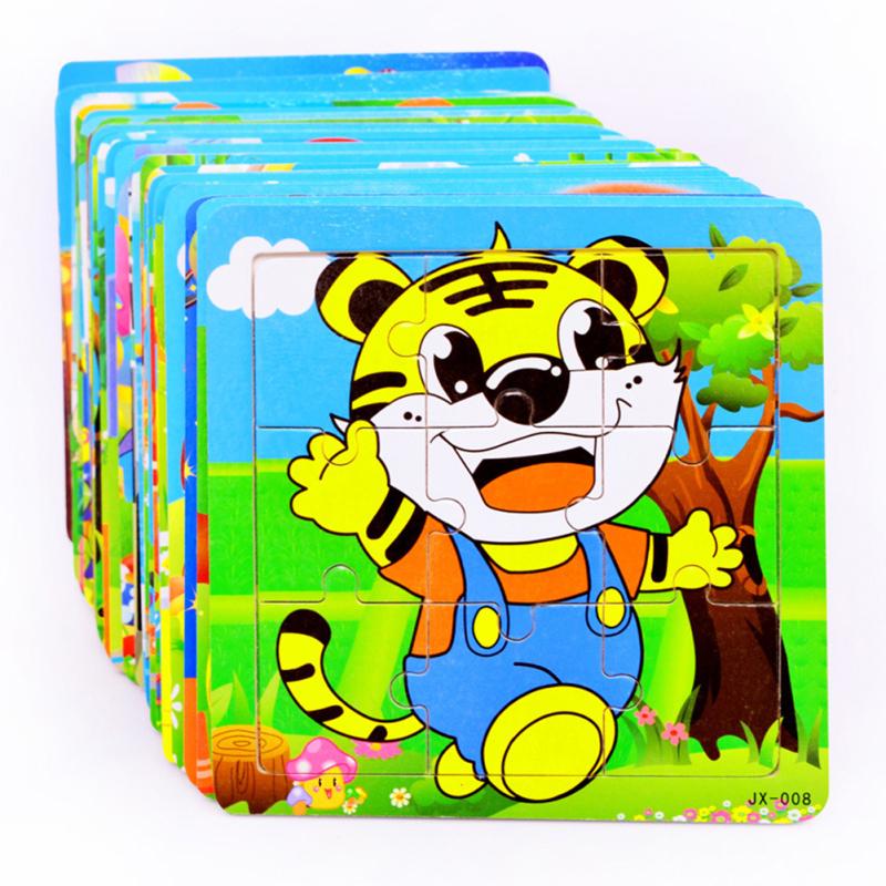 Kinder Holzpuzzle Spielzeug Baby Cartoon Muster Frühes Lernspielzeug