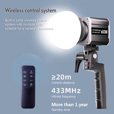 Andoer Tri-Color LED Video Light 60W COB Photography Light 2800K-6800K Dimmable with LCD Screen 9