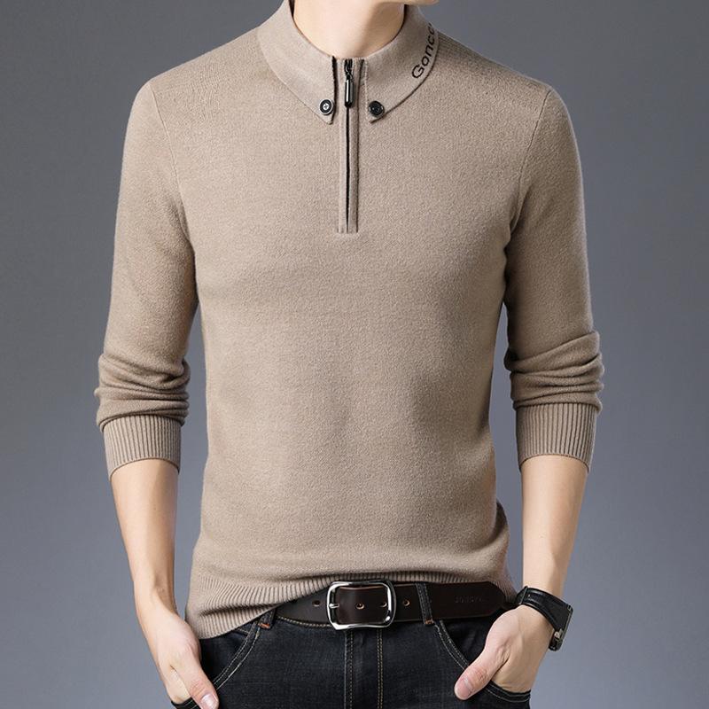 Осень и зима новый однотонный мужской свитер кардиган с пуговицами на лацканах мужской — фото 5