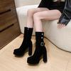 Design Sense Super High Heel Short Boots Women's 2025 Autumn and Winter Retro Punk Style Thick Bottom Suede Low Boots Martin Boots