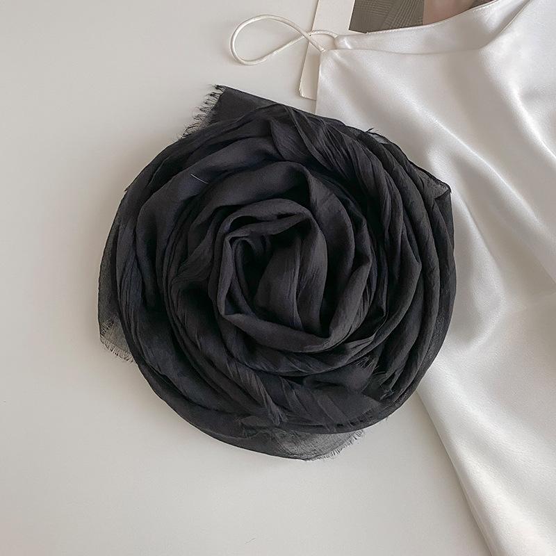 Thin Women's Desert Shawl Color Winning Cotton and Linen Beige Versatile Scarf Xinjiang Travel Sunscreen Scarf