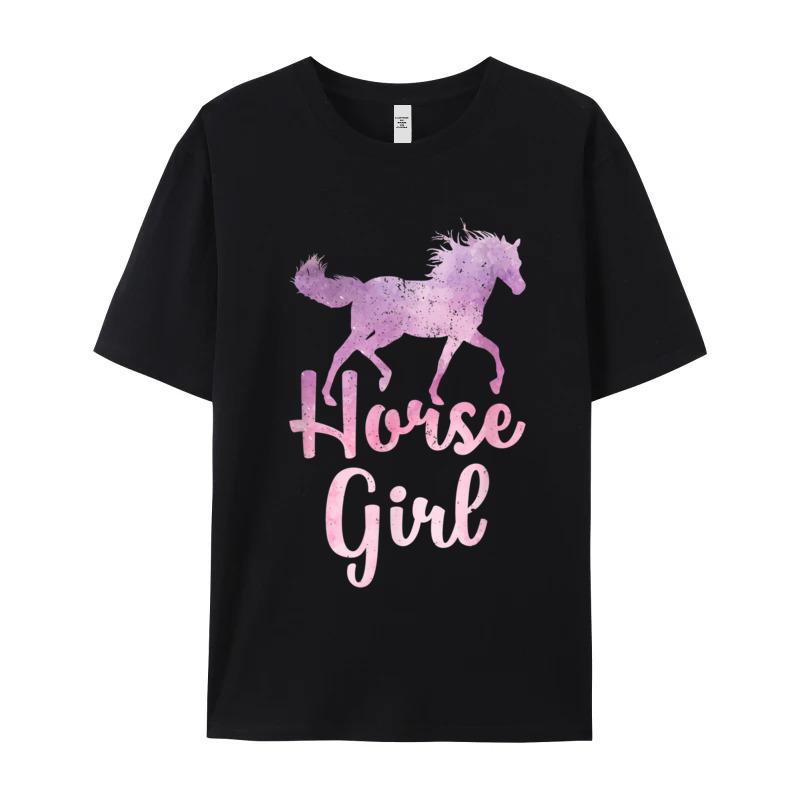 Slogan Horse Girl T Shirt Equestrian Birthday Short Sleeve Valentine Day Tees Funky Round Collar Cotton T Shirt Adult Tshirts