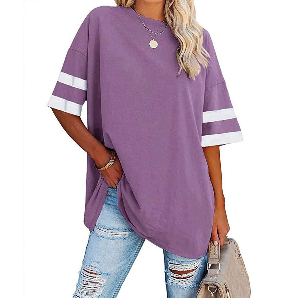 Womens' Fashionable And Casual -color Basic Round-neck Short-sleeved Top