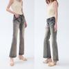RI3 Women's Mid-Rise Slim-Fit Flare Jeans, Skin-Friendly Cotton, Retro Faded Blue