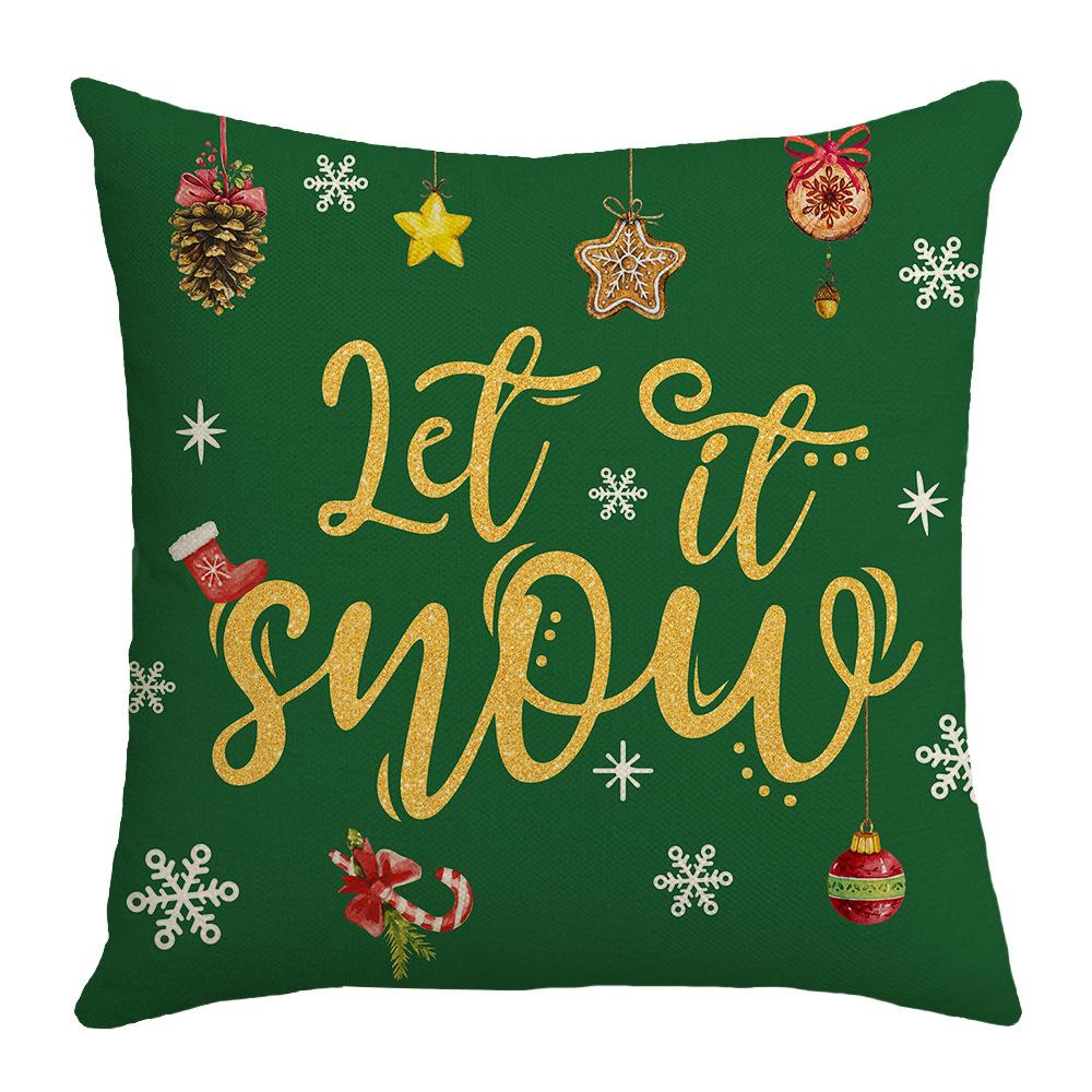 Christmas Pillowcase with Red and Green Colors, Warm Christmas Tree, Snowflake Element, Letter Print, Home Decoration Pillowcase