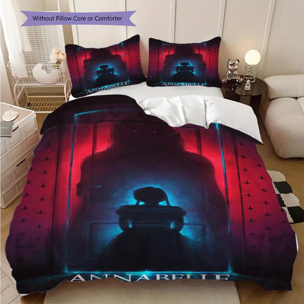 Horror Annabelles Creation Bedding (1 * duvet cover + 2 * pillowcase, without core) 2D Flat Soft and comfortable Bedding set Christmas birthday gift