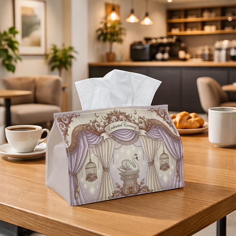 1pc Vintage Fairytale Stage Tissue Box - Multi-functional Napkin Dispenser, Two Sizes Available Made of Durable Polyester, Decorated with Swan Birdcag