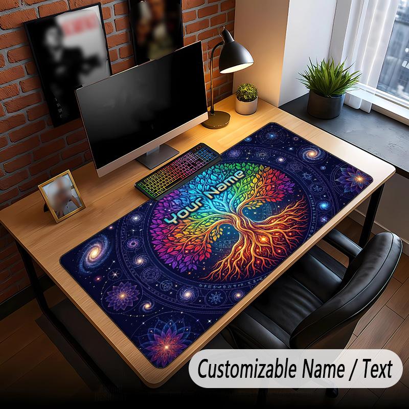 Tree of Life Theme Custom Mouse Pad Personalized With Name Text Customized Desk Mat For Office Home Decor