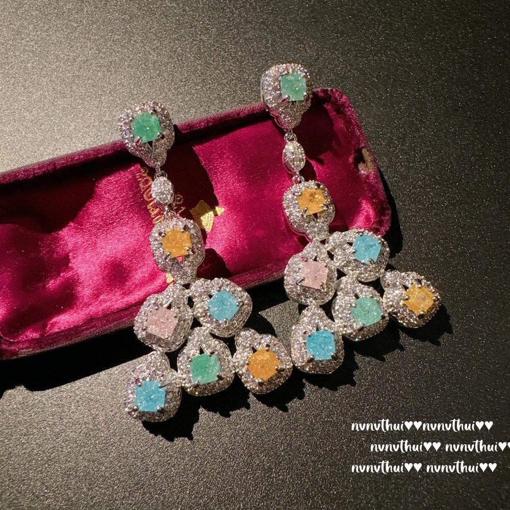 Margaret Rainbow Gem Tassel Necklace, Flower Fairy, 18K Gold Plated, Color Treasure Water Drop Zircon, Bracelet
