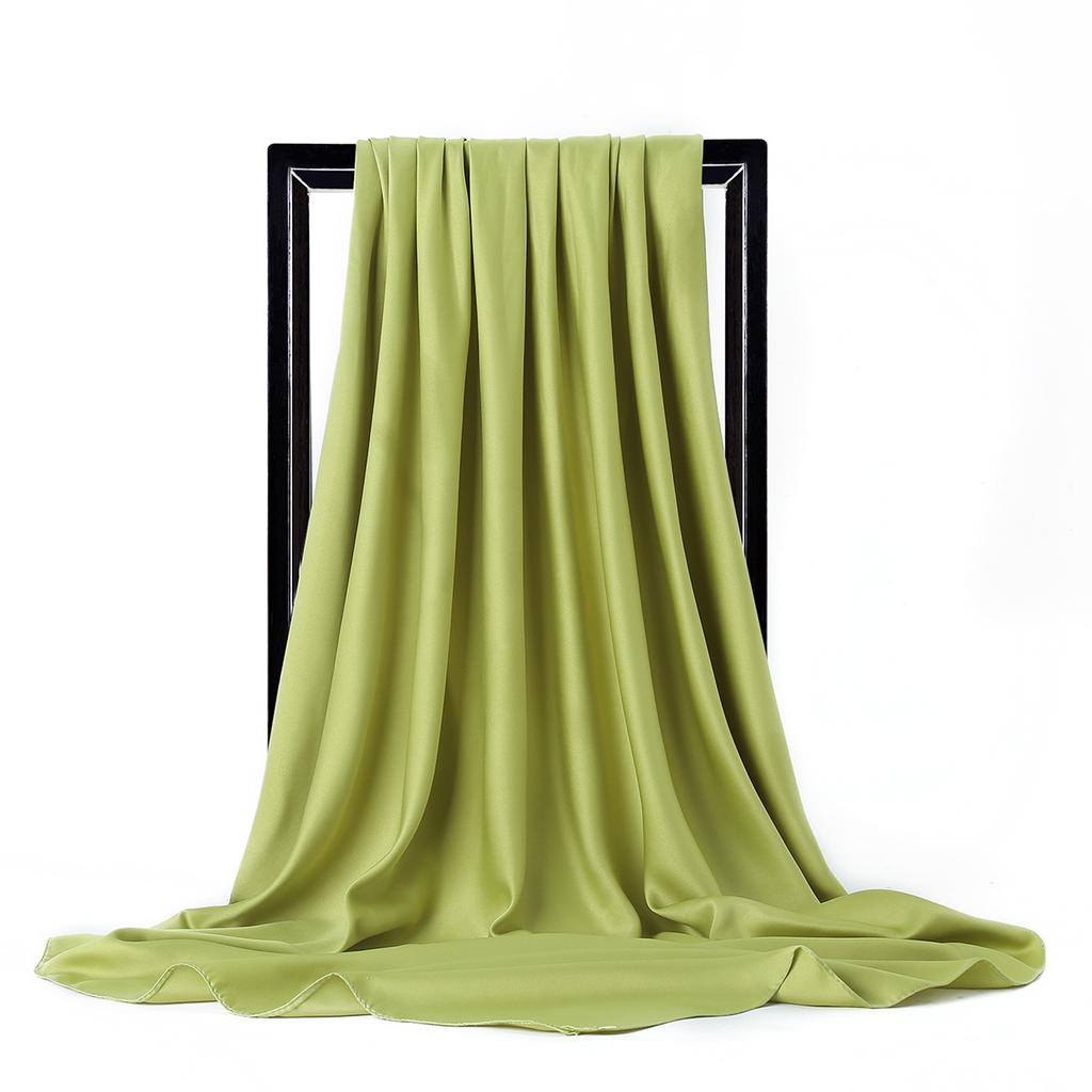 Vysoce kvalitní čtvercový hedvábný šátek 90*90 cm Dámské jednobarevné šály a šátky Kancelářská dáma Vlasy Krk Foulard Indie Muslimský šátek na hlavu Pareo