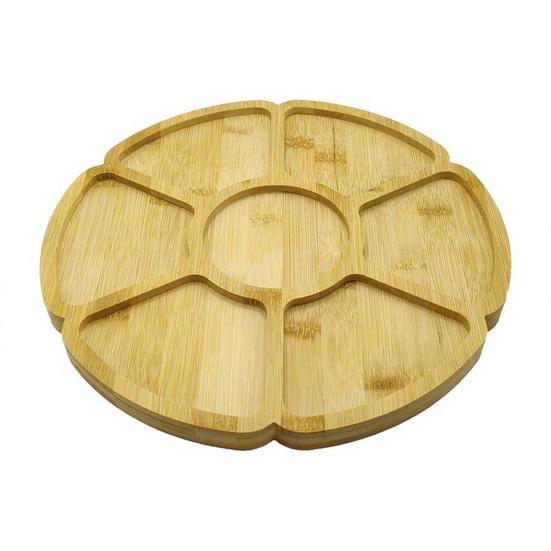Appetizers Serving Tray Flower Shape Platter Bamboo Charcuterie Board for Party Wedding Engraved Gift for Entertaining Home Decor