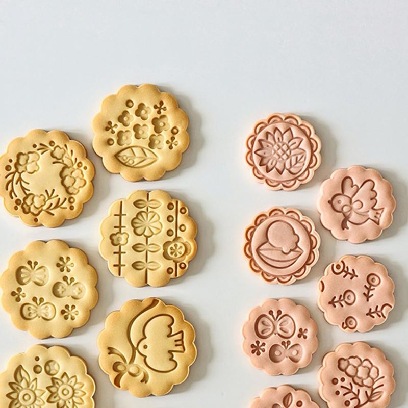 8PCS Flower Shape Cookie Molds Manual Press Cake Moulds Convenient Biscuit Dessert Making Tool for Baking Enthusiasts