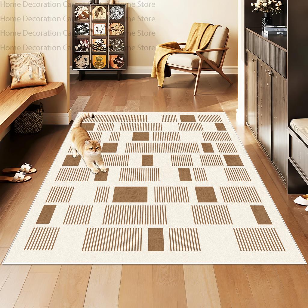Nordic Multicolor Checkered Geometric Entryway Carpet for Living Room Decor Coffee Rug Non-slip Washable Lint-free Pet Floor Mat