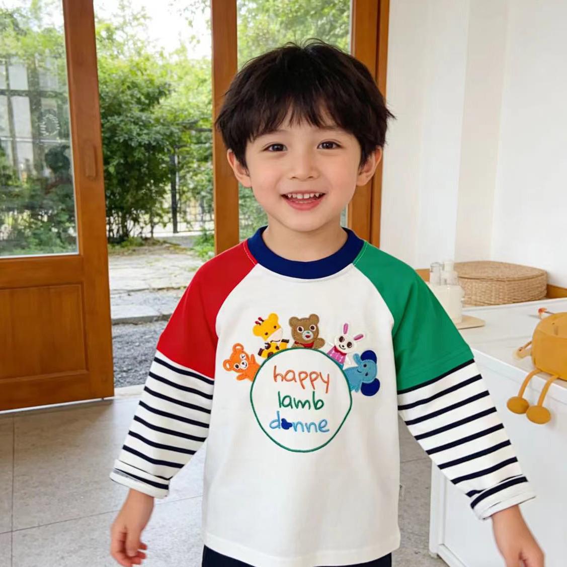 Toddler Boys  Cartoon Embroidery Stripe Long-Sleeve T-shirt - Spring 2026 Collection
