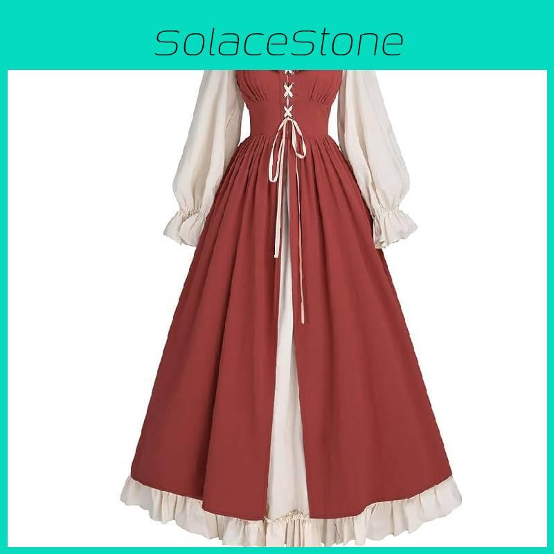 Renaissance Die Mittelalterliche Lotus Langarm Kleider Cosplay Kleidung Kostüm