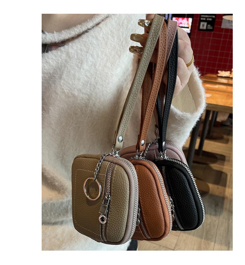 High-End Minimalist Leather Women's Coin Purse & Card Holder with Double Zipper