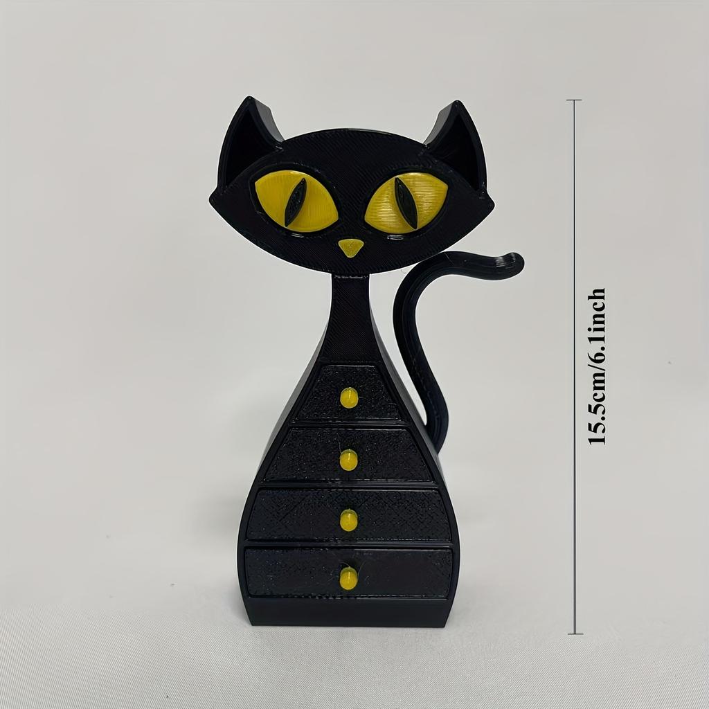 1pc Black Cat Decorative Box, Jewelry Organizer: Artistic Design for Earrings, Necklaces & Small Items – Decorative Storage