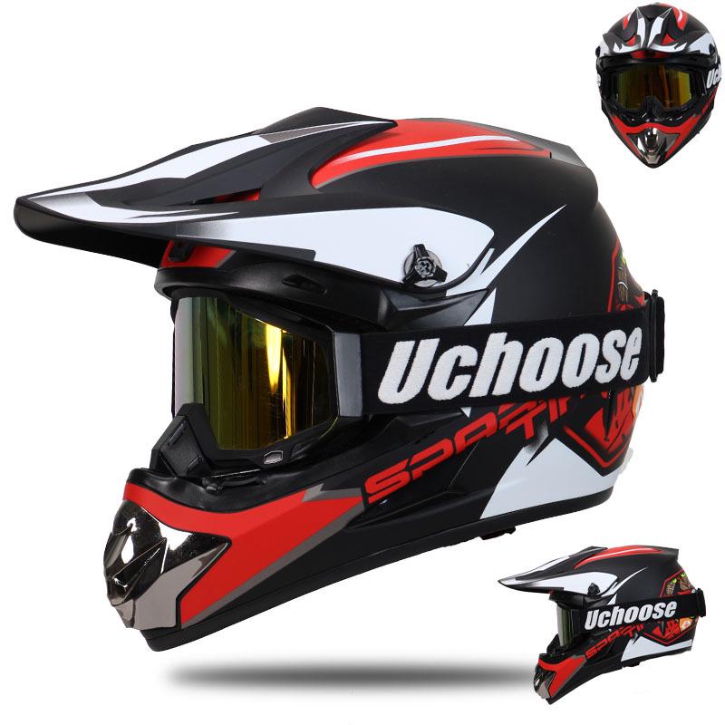 Four-Season Full-Face Off-Road Motorcycle Helmet with Goggles for Mountain Racing and Downhill