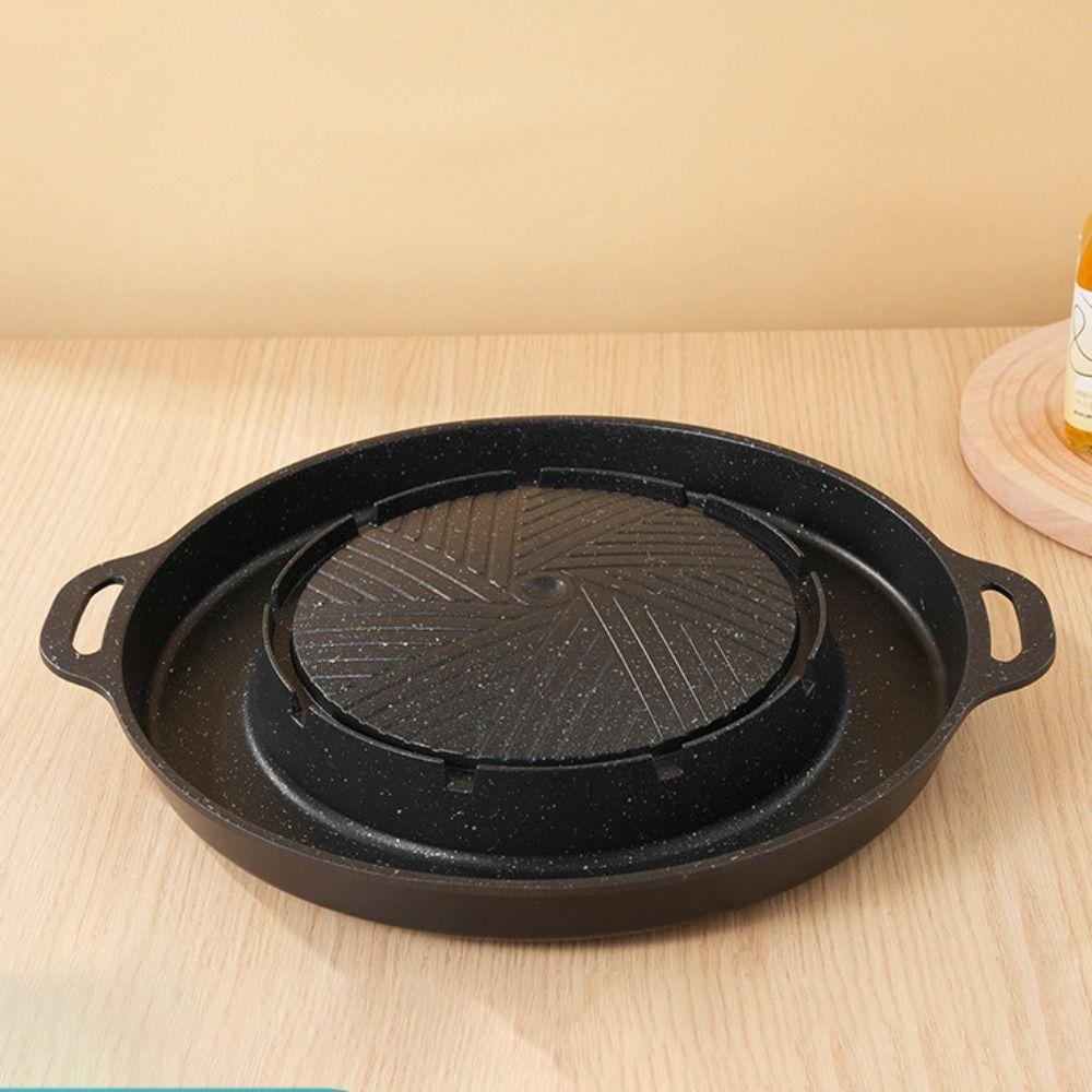 Aluminum Zinc Zinc Alloy Barbecue Plate Oil-drain Groove Grilling Pot Practical Roast Meat Pan  Picnic