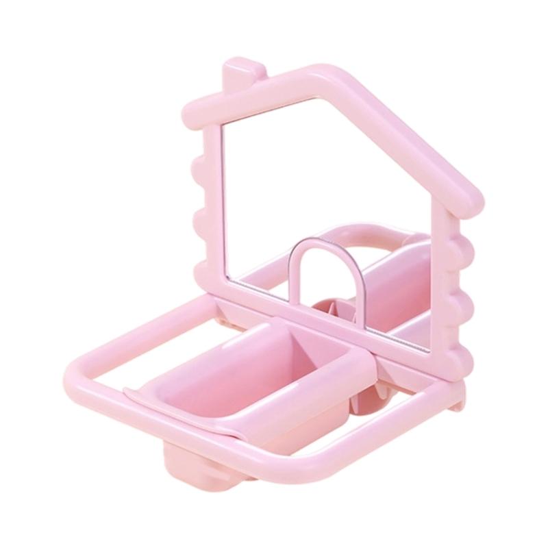 Multifunctional Bird Perches Mirror and Food Dish Stand for Bird Cages Safe Plastic Promoting Activity and Curiosity