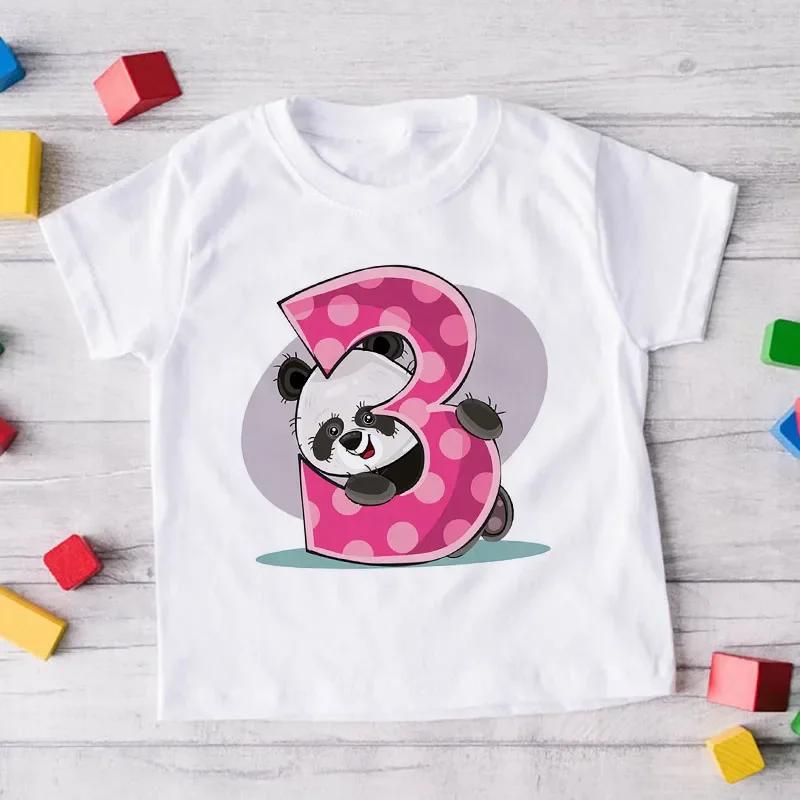 Childrens Birthday Number 19 Panda Animal Cartoon Shirt Tshirt Boys and Girls Birthday Gift Baby Clothes 19 Years Old