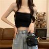 White Mesh Suspender Tank Top for Women's Summer Short Slim Fit and Strapless