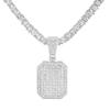 Iced Out Square Pendant Necklace With 4mm Aaa Zicron Bling Tennis Neck Chain Rhinestone Necklaces For Women Men Collier Collare