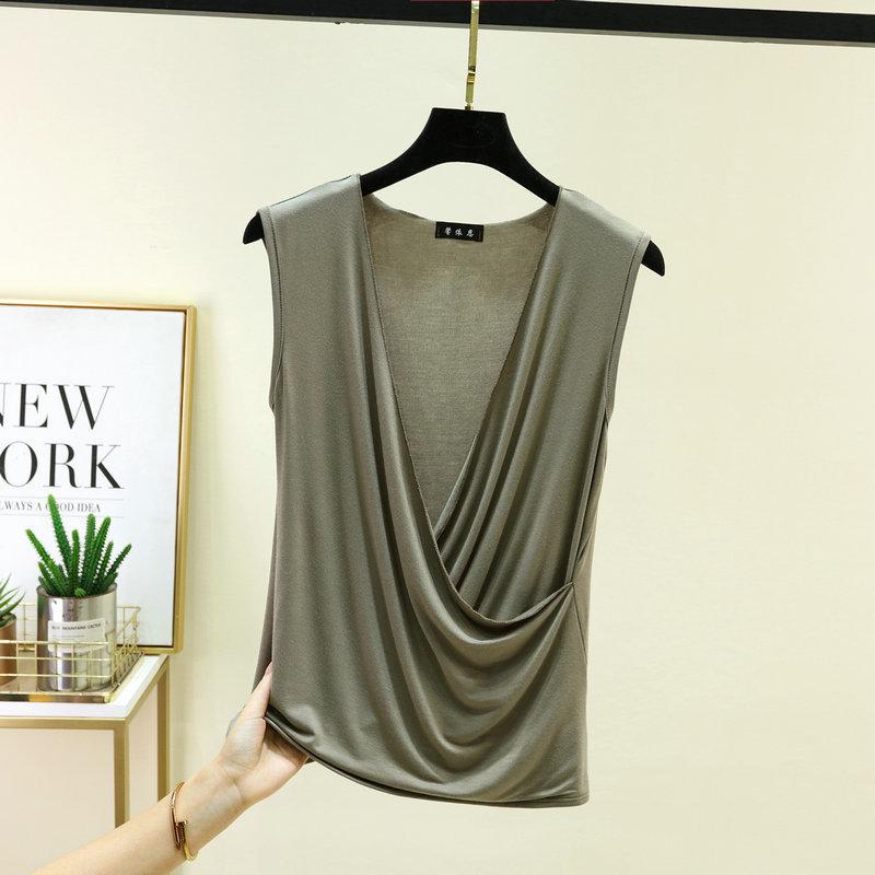 

Modal Cross V-Neck Tank Top Summer Lightweight Base Layer Undershirt Loose Fit sleeveless Tee Tops Casual Inner Wear 2XL