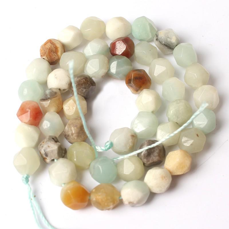 4/6/8/10/12mm Natural Faceted Pink Green Chalcedony Jades Stone Round Beads for Jewelry Making 15''