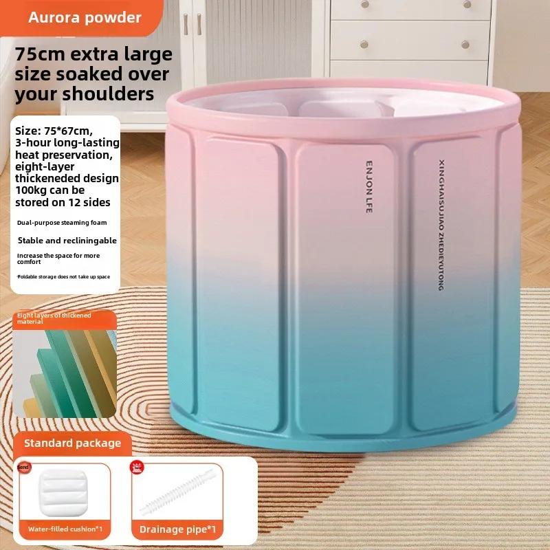 Apaļa, saliekama vanna bērniem un pieaugušajiem, pārnēsājama vanna, vannas istabas SPA, ērta uzglabāšana, salokāms peldes spainis ar vāku