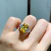 Zubehör Rosa Diamant Gelb Diamant Ring Weibliche Rechteck Zirkon Ring Einstellbar Vintage Simulation Schmuck
