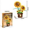 T1117-1120 Baustein Topfpflanze Blumenstrauß Orchidee Sonnenblume Rose Kleine Teile Zusammengebaut Schreibtisch-Dekorationen Kindergeschenke