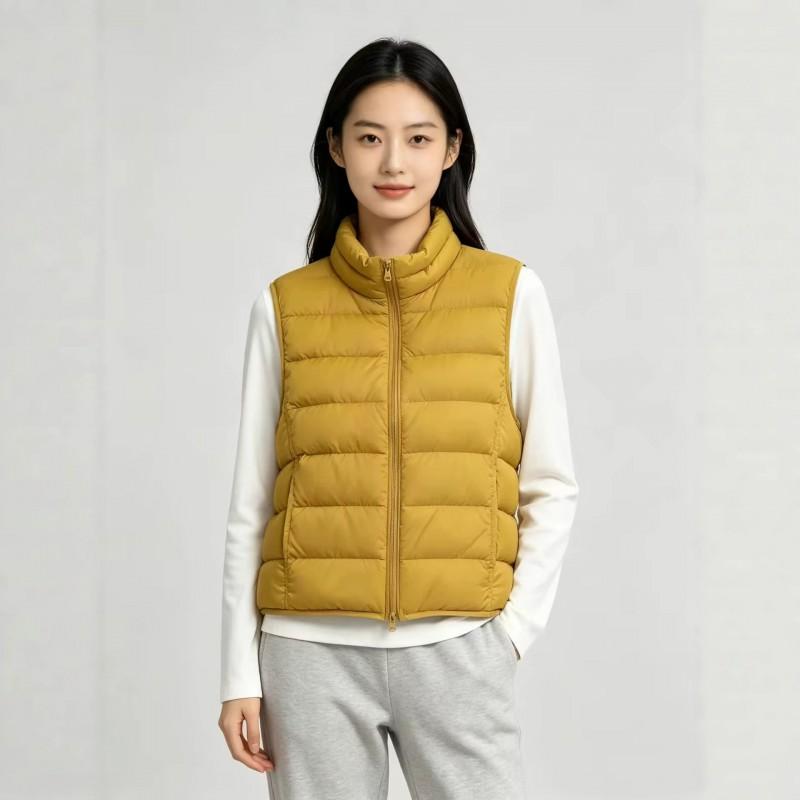 Womens Short Puffer Vest With Stand Collar 50% White Duck Down 9 Colors Loose Fit Fall Winter Outerwear
