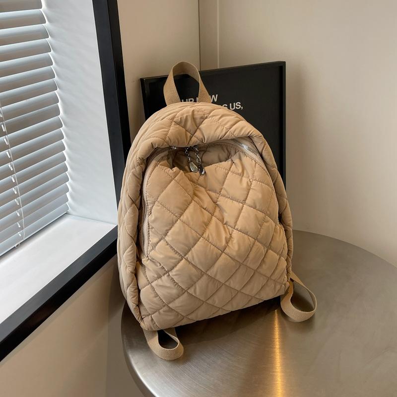 Schoolbag rhombus embroidered thread women's backpack 1011 new versatile travel bag fashionable backpack student class schoolbag