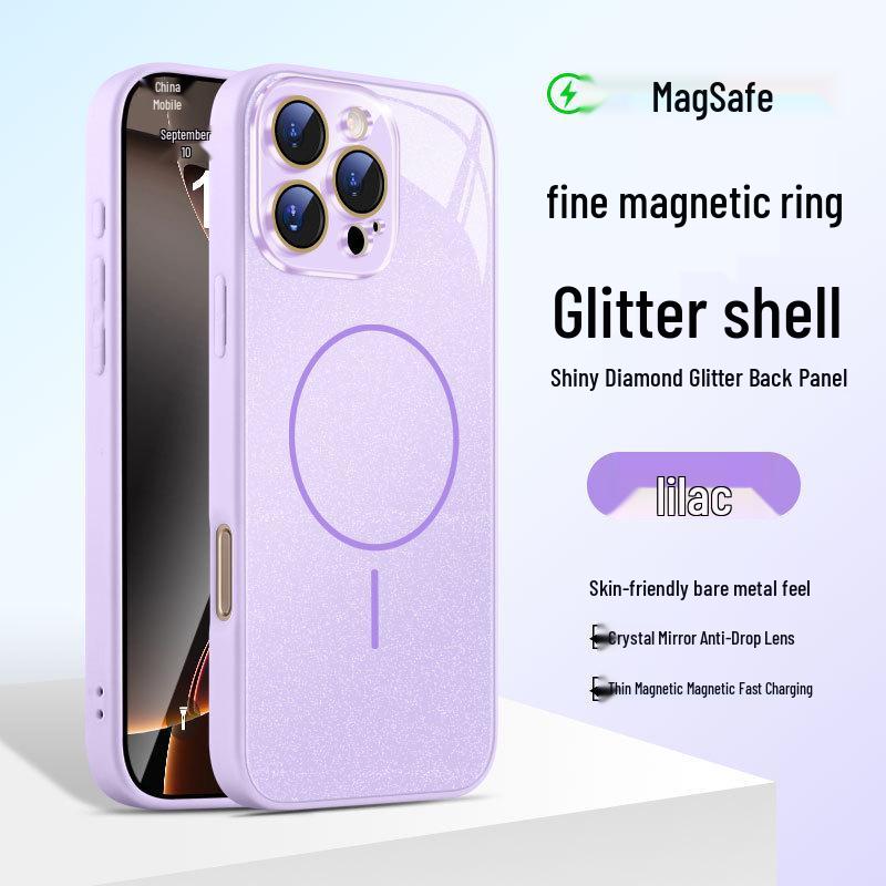 Ice Crystal Glitter Magnetic Phone Case with Full Lens Coverage for iPhone 16 & 15 Pro Max iPhone 15