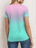 Women Ombre Gradient T-Shirt Casual Short Sleeve Tee Summer Lightweight Loose Fit Fashion Daily Top
