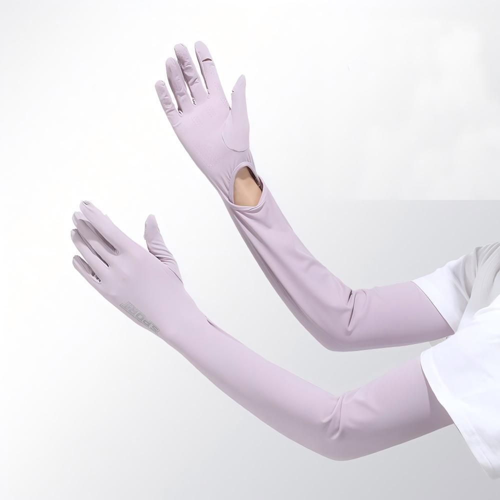 

UV Protection Ice Silk Sleeves: Summer Sun Anti-slip Arm Sleeves for Women & Men, Touchscreen Compatible, Thin Long Style