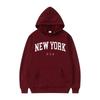 Men Women New York U.S.A City Hoodies Fashion Letter Printed Graphic Sweatshirts Loose Casual Harajuku Hooded Pullover Sportwear