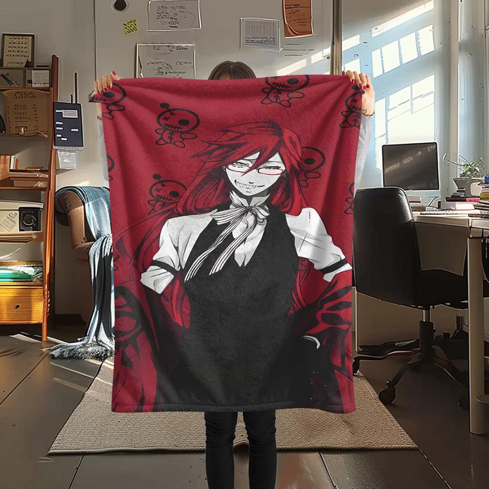 1PC Black Butler Print Flannel Blanket, High Quality All Seasons, Home Decor, Warmth and Comfort, Perfect for Christmas Gifts