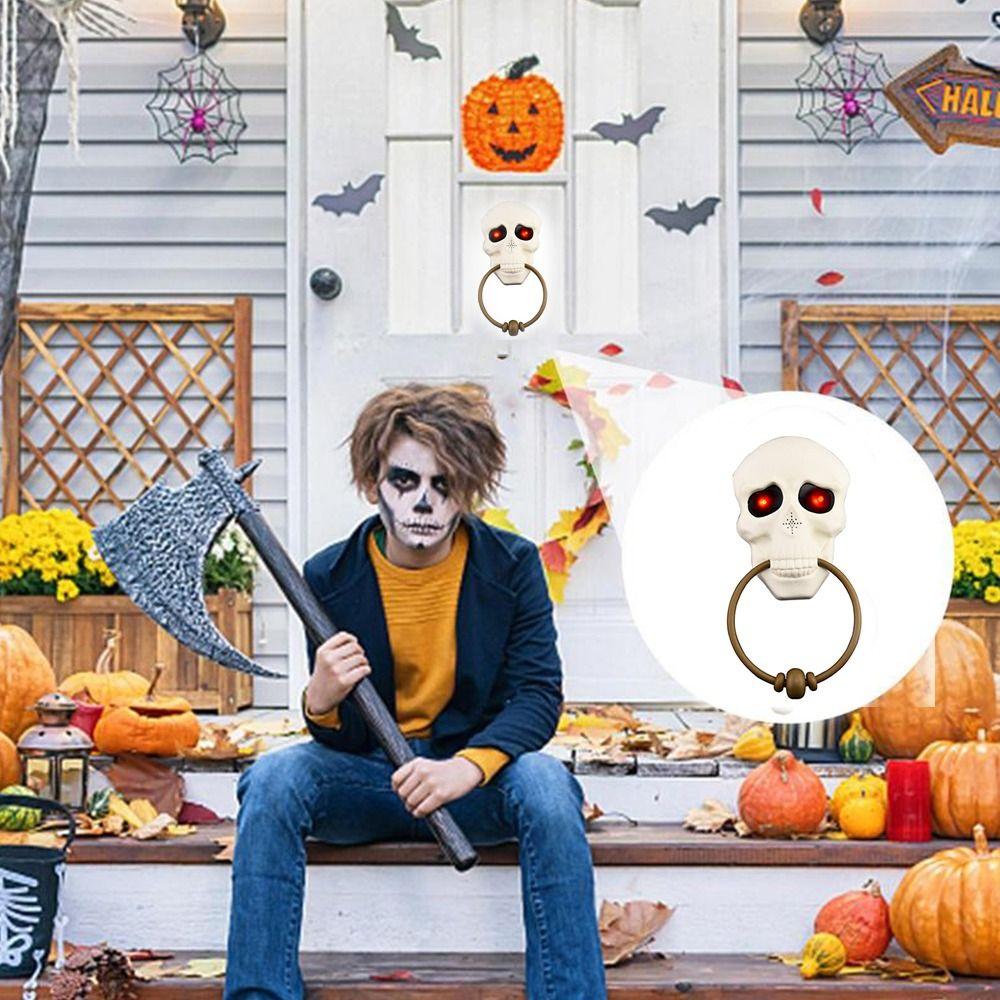 Luminous Halloween  Door Knocker With Light-up Eyes Haunted House Doorbell  Door Bell