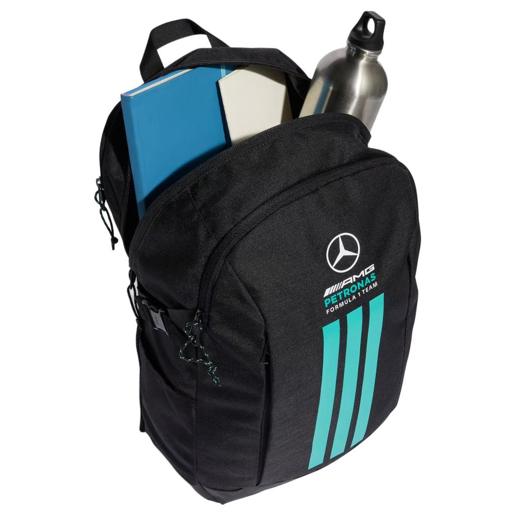 Adidas Mercedes AMG 3-Stripes Classic Stripe Adjustable Zipper Simple Polyester Backpack Unisex Backpack Black KF1774