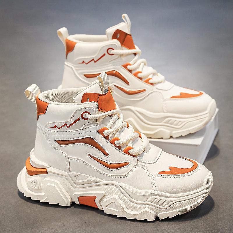 Pantofi bărbătești cu gleznă înaltă vară tineret baschet sport mărimi mari pantofi de skate mici albi impermeabili și cu talpă înaltă casual dad bocanci Martin