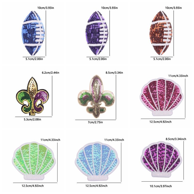 10pcs Cartoon Sequins Watermelon Fruit Drink Embroidered Patches Shells Coconut Trees Patch Clothes Decoration Sew Applique Diy