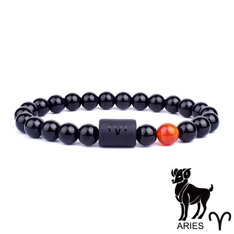 12 Constellation Bracelets Natural Black Onyx Bead Bracelet Star Sign Constellation Horoscope Couple Bracelet Friendship Jewelry