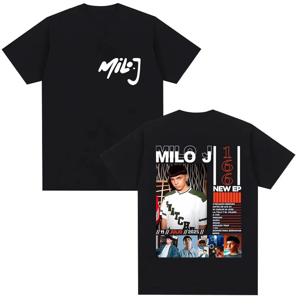 

Rapper Milo J 166 Tour 2026 Album T Shi6rts Men Retro High Quality Short Sleeve Tshirts Oversized Tee Cotton TShirt Streetwear 4XL