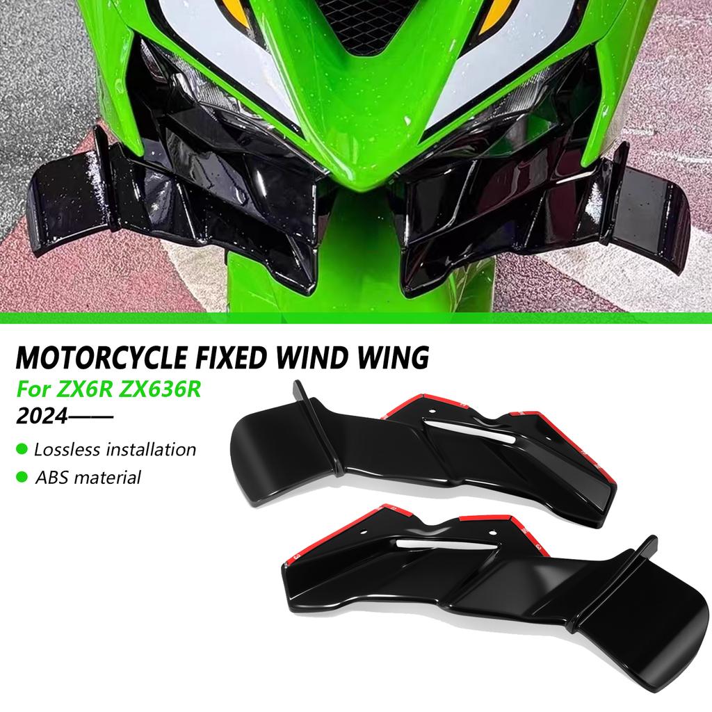 For ZX-6R ZX636R 2024 2025 Motorcycle Frontal Spoilers Downforce Winglet Aerodynamic Wing Front Spoiler lower shroud front wing