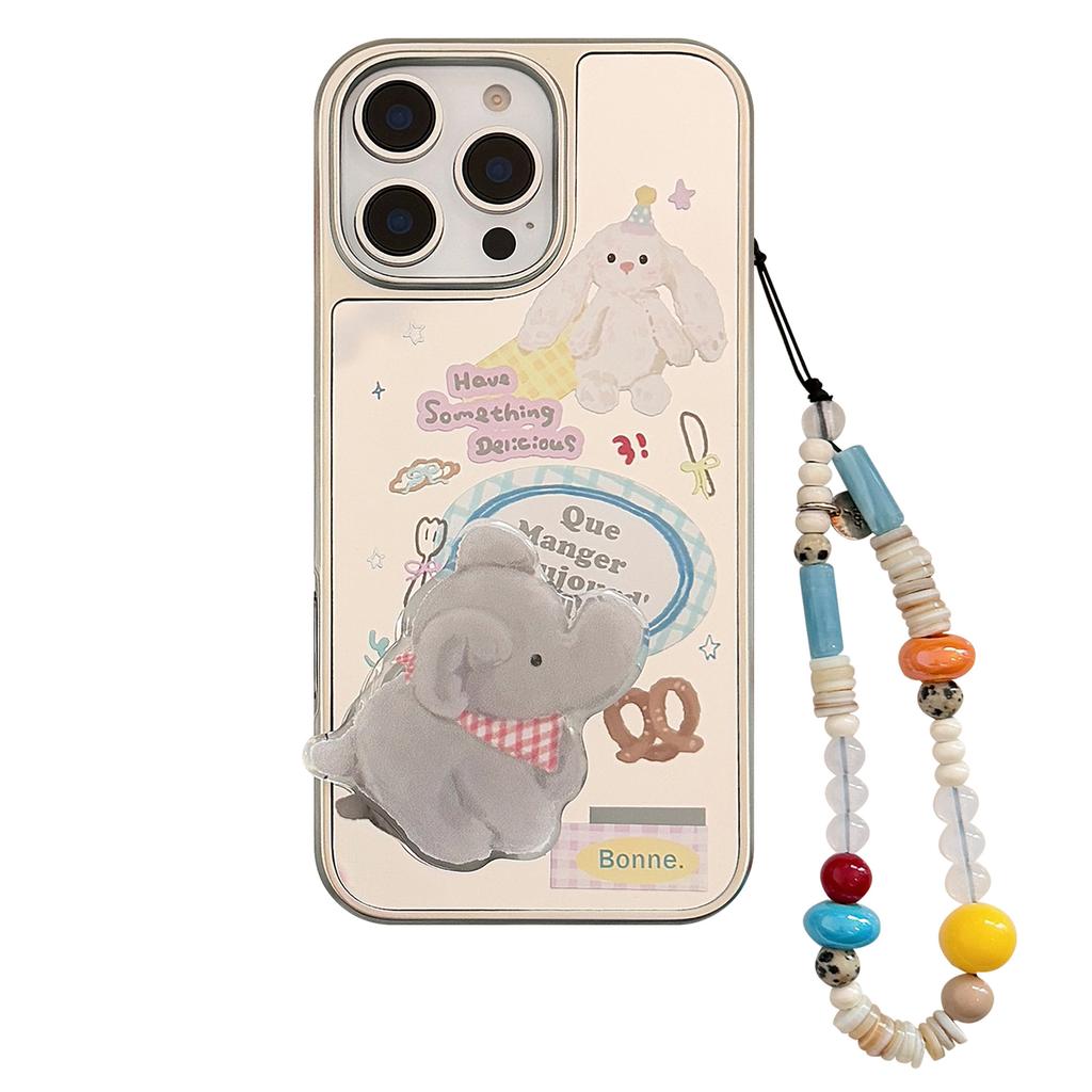 Mirror Ins Elephant Stand for16pro Max Mobile Phone Case for IPhone17 for Apple 15 Rope 13 Childlike Cartoon