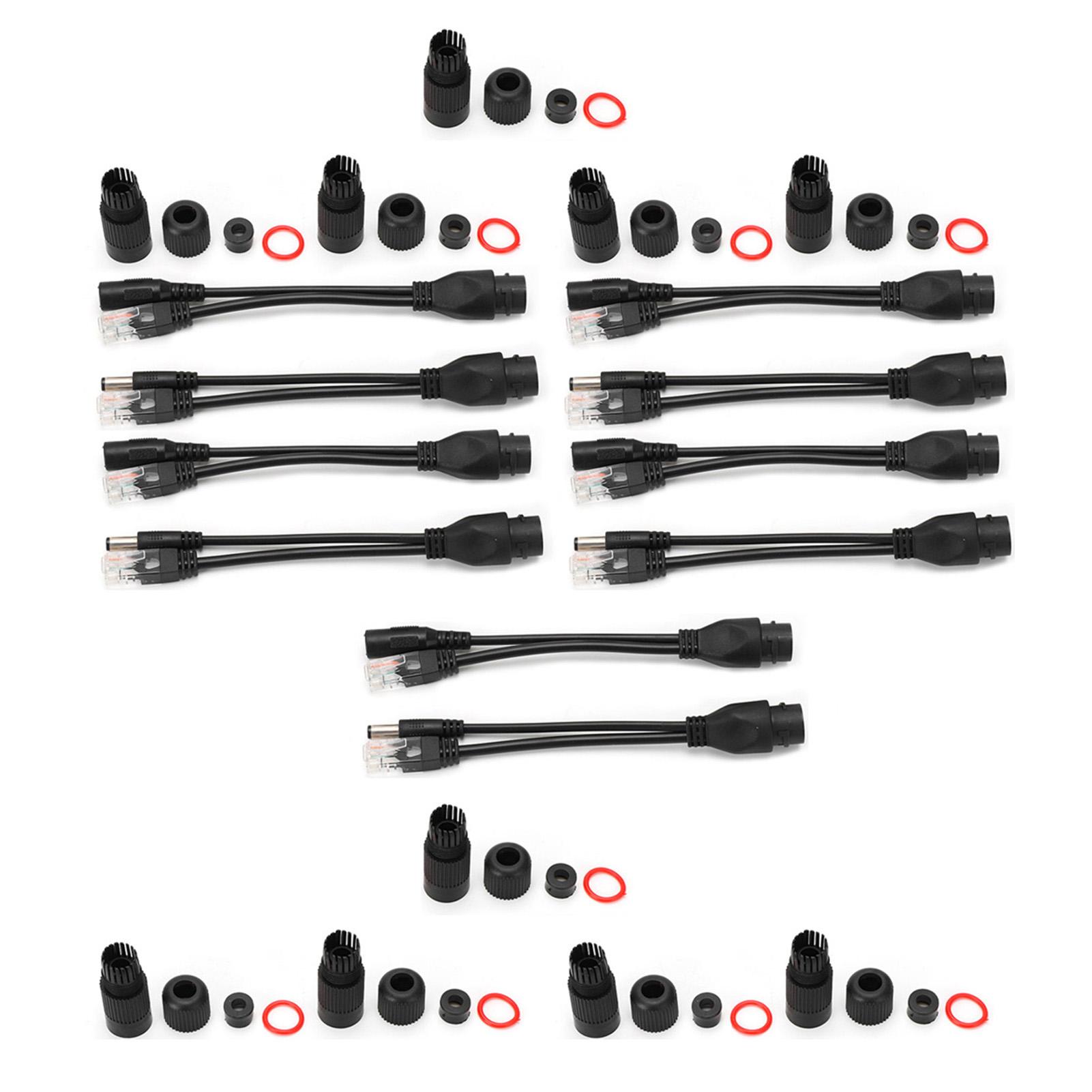 

5 Pairs Ethernet POE Splitter Adapter Injector DC12V Waterproof for IP CameraBlack чорний
